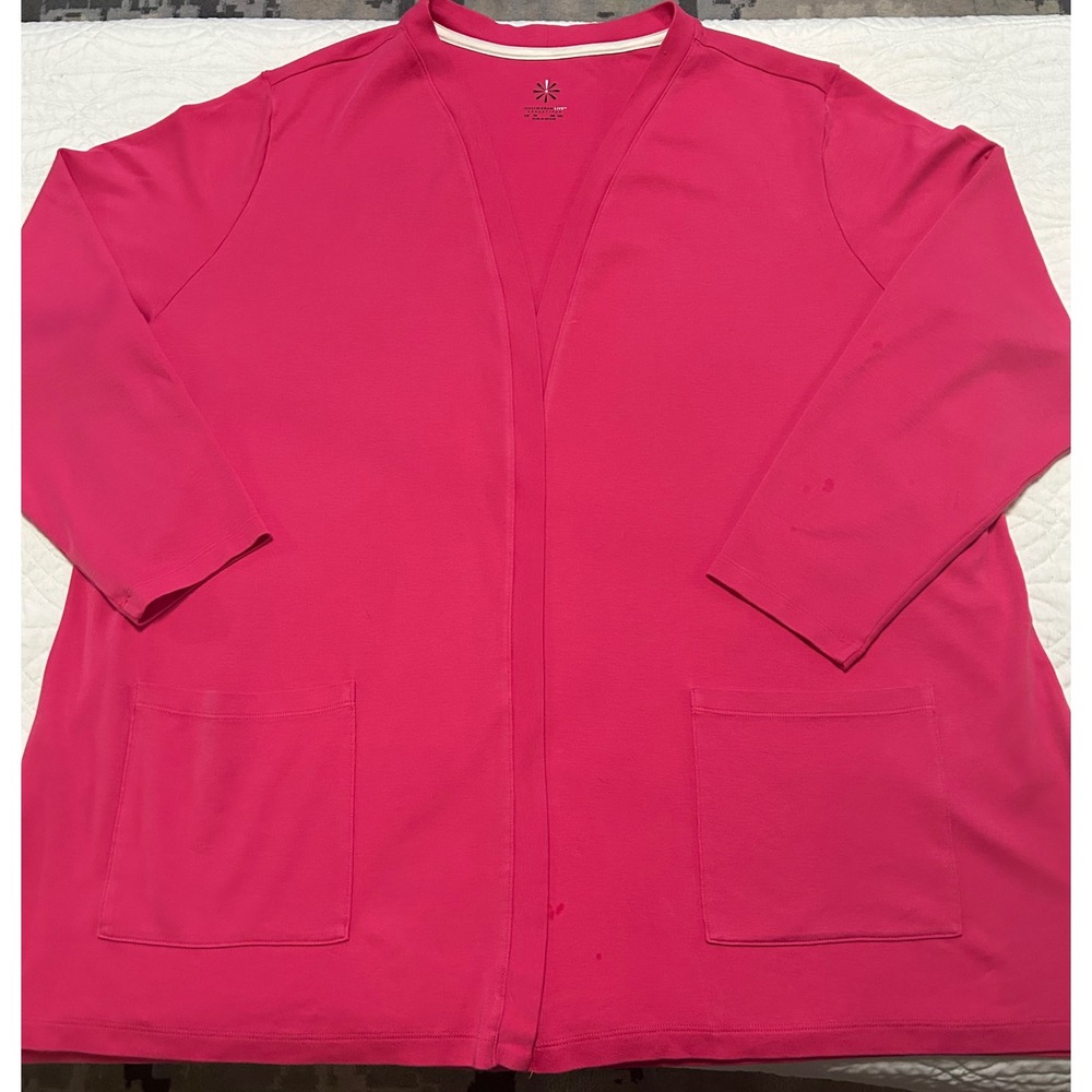 Isaac Mizrahi Live Essentials 3X Pink Knit Cardigan Sweater Pockets